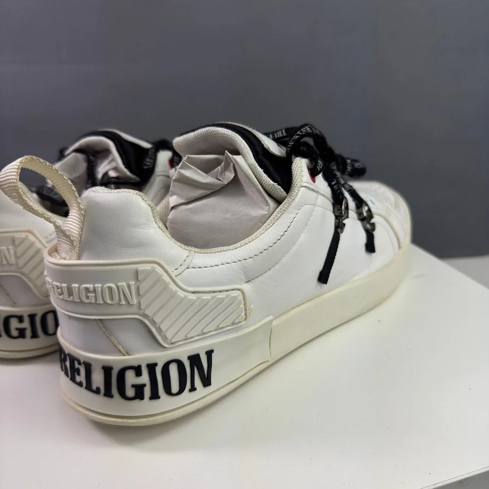 True Religion Alexime Sneakers Mens 10 White Black Logo Low Top FTM21012-01